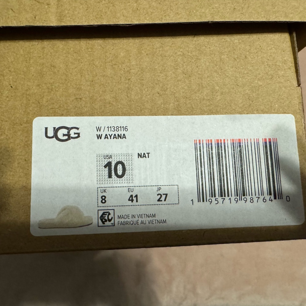 UGG Ayana Natural Slippers - Size 10